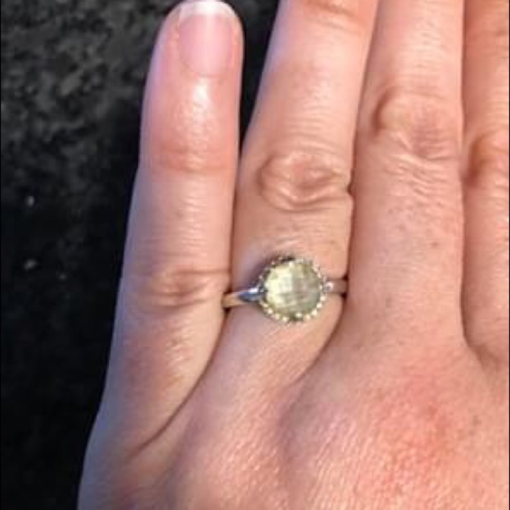 1-1/3 Carat Green Amethyst Ring 10k White Gold, 6